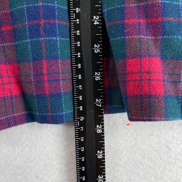 Vintage PENDLETON Women 10* Blue Red Plaid Front Pleated Wool Midi Skirt Pockets - Picture 7 of 11